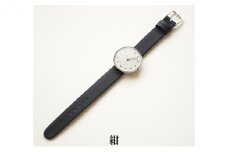 すみだ北斎美術館オリジナル 北斎 新形小紋帳 輪ちがい麻の葉 腕時計ユニセックス シルバー【紺】 [№5619-7690]1487