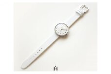 すみだ北斎美術館オリジナル 北斎 新形小紋帳 輪ちがい麻の葉 腕時計ユニセックス シルバー【白】 [№5619-7691]1487