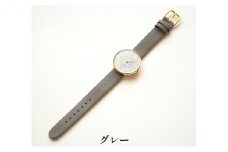 すみだ北斎美術館オリジナル 北斎 新形小紋帳 わちがひの四ツはなびし 腕時計ユニセックス ゴールド【グレー】 [№5619-7693]1488