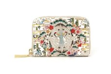 【文庫屋大関】ファスナー 小銭入れ むかい鶴【皮革工芸品】財布 牛革 コンパクト 東京 [№5619-1834]