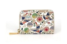 【文庫屋大関】ファスナー 小銭入れ 花鳥【皮革工芸品】財布 牛革 コンパクト 東京 [№5619-1852]