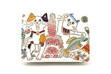 【文庫屋大関】箱まち小銭入れ ネコ集合【皮革工芸品】 革製品 工芸品 民芸品 牛革 財布 小銭入れ 小物入れ お祝い ギフト プレゼント 墨田区 東京都 [№5619-1956]