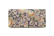 【文庫屋大関】束入れ 乱菊＜青紫＞【皮革工芸品】 財布 お札 お札入れ 長財布 カード 小銭 牛革 手作り 日本製 墨田区 東京都 [№5619-2159]