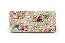 【文庫屋大関】束入れ おしどり＜橙色＞【皮革工芸品】 財布 お札 お札入れ 長財布 カード 小銭 牛革 手作り 日本製 墨田区 東京都 [№5619-2160]