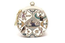 【文庫屋大関】マカロンポーチ エジプトNo.1【皮革工芸品】 ポーチ ミニポーチ 小物入れ アクセサリー入れ イヤホン入れ 収納 保管ケース 手のひらサイズ  本革 革 皮革 工芸品 工芸 雑貨 ギフト プレゼント 日本製 東京 [№5619-2228]