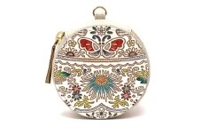 【文庫屋大関】マカロンポーチ 茉莉花＜翡翠＞【皮革工芸品】 ポーチ ミニポーチ 小物入れ アクセサリー入れ イヤホン入れ 収納 保管ケース 手のひらサイズ  本革 革 皮革 工芸品 工芸 雑貨 ギフト プレゼント 日本製 東京 [№5619-2231]