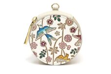 【文庫屋大関】マカロンポーチ 枝垂れ花鳥【皮革工芸品】 ポーチ ミニポーチ 小物入れ アクセサリー入れ イヤホン入れ 収納 保管ケース 手のひらサイズ  本革 革 皮革 工芸品 工芸 雑貨 ギフト プレゼント 日本製 東京 [№5619-2233]