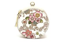 【文庫屋大関】マカロンポーチ かすみ桜【皮革工芸品】 ポーチ ミニポーチ 小物入れ アクセサリー入れ イヤホン入れ 収納 保管ケース 手のひらサイズ  本革 革 皮革 工芸品 工芸 雑貨 ギフト プレゼント 日本製 東京 [№5619-2238]