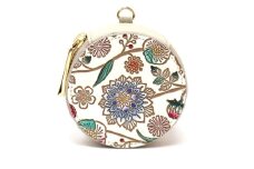 【文庫屋大関】マカロンポーチ ダリア＜コバルトブルー＞【皮革工芸品】 ポーチ ミニポーチ 小物入れ アクセサリー入れ イヤホン入れ 収納 保管ケース 手のひらサイズ  本革 革 皮革 工芸品 工芸 雑貨 ギフト プレゼント 日本製 東京 [№5619-2239]