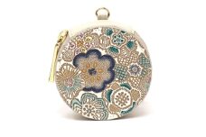 【文庫屋大関】マカロンポーチ 春らんまん＜瑠璃＞【皮革工芸品】 ポーチ ミニポーチ 小物入れ アクセサリー入れ イヤホン入れ 収納 保管ケース 手のひらサイズ  本革 革 皮革 工芸品 工芸 雑貨 ギフト プレゼント 日本製 東京 [№5619-2246]
