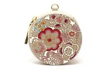 【文庫屋大関】マカロンポーチ 春らんまん＜茜＞【皮革工芸品】 ポーチ ミニポーチ 小物入れ アクセサリー入れ イヤホン入れ 収納 保管ケース 手のひらサイズ  本革 革 皮革 工芸品 工芸 雑貨 ギフト プレゼント 日本製 東京 [№5619-2247]