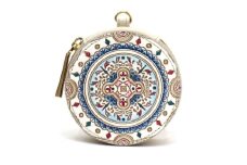 【文庫屋大関】マカロンポーチ ビジュー【皮革工芸品】 ポーチ ミニポーチ 小物入れ アクセサリー入れ イヤホン入れ 収納 保管ケース 手のひらサイズ  本革 革 皮革 工芸品 工芸 雑貨 ギフト プレゼント 日本製 東京 [№5619-2258]