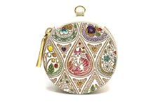 【文庫屋大関】マカロンポーチ 花と猫＜ミックス＞【皮革工芸品】 ポーチ ミニポーチ 小物入れ アクセサリー入れ イヤホン入れ 収納 保管ケース 手のひらサイズ  本革 革 皮革 工芸品 工芸 雑貨 ギフト プレゼント 日本製 東京 [№5619-2261]