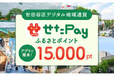 世田谷区 地域限定通貨「せたがやPay」 ふるさとポイント15,000pt（1pt＝1円）15,000円分 せたぺい デジタル地域通貨 電子決済 キャッシュレス 飲食 宿泊 体験 電子通貨 東京都 世田谷