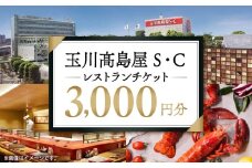 世田谷区ふるさと納税限定お礼品　二子玉川から望む世田谷区の街とグルメを楽しむ　玉川高島屋Ｓ・Ｃレストランチケット（3,000円分）【高島屋選定品】 チケット 食事券 お食事券 レストラン デパート 東京 二子玉川 ランチ ディナー ギフト プレゼント 贈り物 贅沢 ご褒美 おすすめ