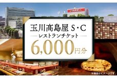 世田谷区ふるさと納税限定お礼品　二子玉川から望む世田谷区の街とグルメを楽しむ　玉川高島屋Ｓ・Ｃレストランチケット（6,000円分）【高島屋選定品】 チケット 食事券 お食事券 レストラン デパート 東京 二子玉川 ランチ ディナー ギフト プレゼント 贈り物 贅沢 ご褒美 おすすめ