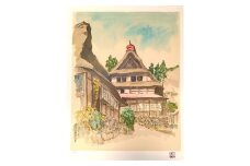 向井潤吉　「檜原村数馬大平」1993年　【版画作品（エディションナンバー付）　額装】額縁 インテリア 美術 アート 絵画 風景