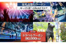 渋谷区 後から選べる旅行Webカタログで使える！ 旅行クーポン（90,000円分） 【都内 駅近 原宿 表参道 代々木 明治神宮 観光 旅行 ホテル 旅館 老舗 高級 トラベル チケット 家族 カップル 宿泊 予約 おすすめ 父の日 母の日 旅行券 宿泊券】