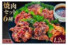 焼肉セット6種（豆板醤）【 味付け 豆板醤 簡単 1.2kg BBQ バーベキュー 牛モモ 牛カルビ 牛ウデ 牛肩ロース 牛さがり 鶏もも 小分け 冷凍保存 】