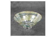 ガラス抹茶碗（金箔扇茶碗ブルー）| ガラス 抹茶 椀 茶道具 食器 和 人気 おすすめ 送料無料 東京 中野区