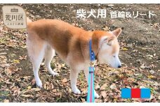 柴犬用カラー（首輪）＆リード(カラー：水色・赤・水色)【001-008】