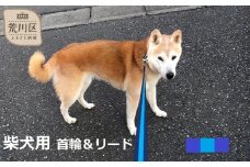 柴犬用カラー（首輪）＆リード(カラー：紺・水色・紺)【001-009】