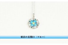 七宝焼 東京楽景 ペンダント プリカジュール ジュエリー／東京の玄関口（ブルー）【004-010-3】
