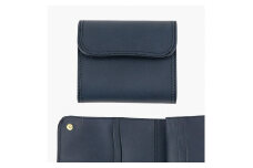 Wホック＆Wステッチ ミニ財布 ネイビー色 TSURANE [0363]