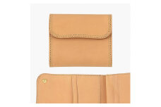 Wホック＆Wステッチ ミニ財布 ナチュラル色 TSURANE [0362]