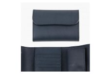 Wホック＆Wステッチ ミドル財布 ネイビー色 TSURANE [0368]