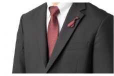  シルク100%のネクタイ＆「ｐ-Ｔｉｅ」（ネクタイ型ピンバッジ）セット（レッド）| ネクタイ シルク 赤 セット ビジネス おしゃれ 送料無料 東京 八王子