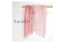  【harukii】変りギンガム長綿ガーゼストール  (レッド) | ショール ガーゼ 綿 チェック 赤 おしゃれ 贈答用 送料無料 東京 八王子