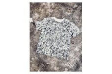 [HAM IAM]【数量限定】手差型染クルーネックTシャツ「山笹」緑炭系【XLサイズ】