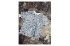 [HAM IAM]【数量限定】手差型染クルーネックTシャツ「露芝」青系【XLサイズ】