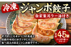 一圓 三鷹北口店 冷凍 ジャンボ餃子(1人前5個)×9セット&自家製泥ラー油 計45個 2.45kg 餃子 惣菜