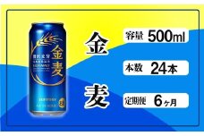定期便 6ヶ月 金麦 500ml 缶 24本 サントリー※沖縄・離島配送不可【 定期便 ビール 発泡酒 お酒 キャンプ アウトドア ソロキャン 送料無料 】