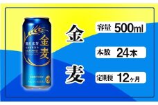 定期便 12ヶ月 金麦 500ml 缶 24本 サントリー ※沖縄・離島配送不可【 定期便 ビール 発泡酒 お酒 キャンプ アウトドア ソロキャン 送料無料 】