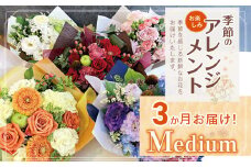 3か月 お届け お楽しみ！ 季節 の アレンジメント 「Medium」 | アレンジ タイプ 高さ約26cm 横幅約23cm お花 flower フラワー ふらわー 花 はな リトルシード インテリア 植物 定期便 お任せ お見舞い ギフト お祝い 誕生日 親孝行 プレゼント贈り物 新鮮 調布  東京都