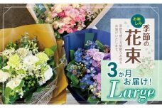 3か月 お届け お楽しみ！ 季節 の 花束 「Large」 | ブーケ タイプ 高さ約40cm 横幅約23cm お花 flower フラワー ふらわー 花 はな リトルシード インテリア 植物 定期便 お任せ お見舞い ギフト お祝い 誕生日 親孝行 プレゼント贈り物 新鮮 調布 東京都
