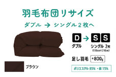 【ブラウン】ダブル1枚→シングル2枚リサイズ|ポリエステル混綿 | 寝具 布団 ふんわり ふっくら 個別管理 東京都