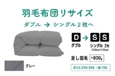 【グレー】ダブル1枚→シングル2枚リサイズ|ポリエステル混綿 | 寝具 布団 ふんわり ふっくら 個別管理 東京都