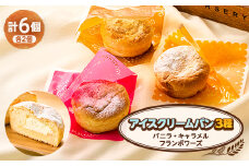 アイスクリームパン6個(バニラ2個、フランボワーズ2個、キャラメル2個)【1497081】