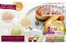 B:ハンデルスベーゲン無添加アイスクリーム/カップ＆クッキーサンドセット　メディアでも話題のクッキーサンド×2個＆濃厚カップアイスクリーム×4個のセット  大人気商品 クッキー 北海道牛乳 ピスタチオ ラムレーズン あまおう バニラ