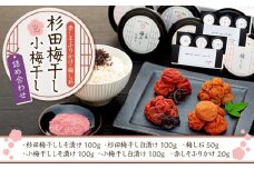 杉田梅干しと小梅干しのセット（しそ漬け・白漬け・赤しそふりかけ・梅しお）