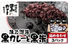 風我亭の横浜開港黒カレーと黒米の詰め合わせ　3パック【辛口3個】