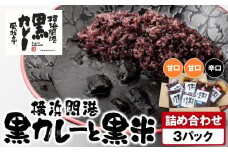 風我亭の横浜開港黒カレーと黒米の詰め合わせ　3パック【甘口2個、辛口1個】