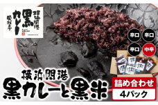 風我亭の横浜開港黒カレーと黒米の詰め合わせ　4パック【辛口3個、中辛1個】
