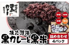 風我亭の横浜開港黒カレーと黒米の詰め合わせ　4パック【中辛3個、甘口1個】