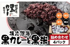 風我亭の横浜開港黒カレーと黒米の詰め合わせ　4パック【甘口3個、辛口1個】