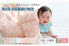 【恐竜】ダブルガーゼ側地の洗える羽毛肌掛けふとん　ベビーキッズ 100×140cm